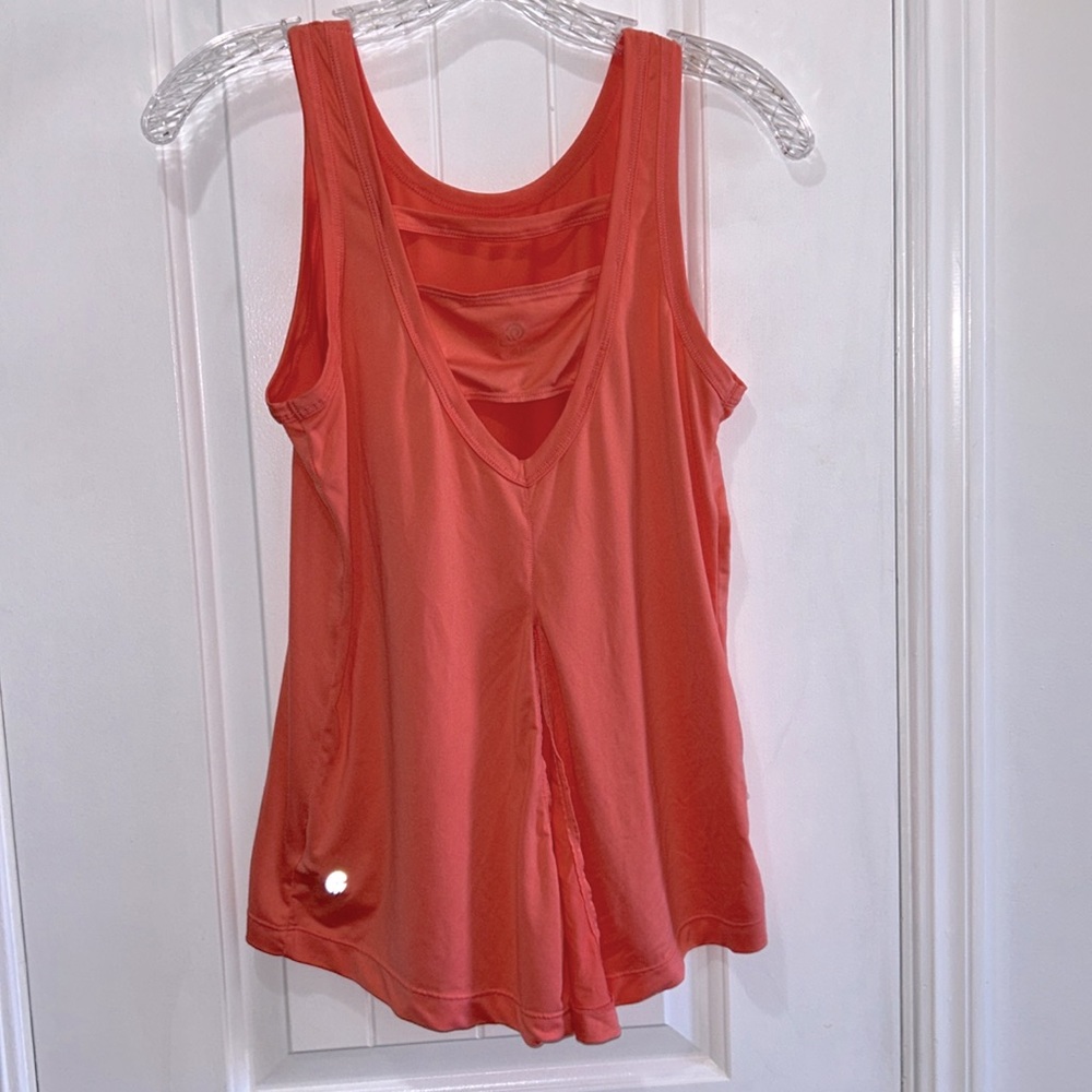 Champion bright coral orange pink sleeveless tank top with open slit back
